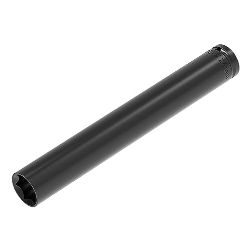 Image of 1 /2 Inch Drive by 24mm(15 /16-Inch) Deep Impact Socket, Heat-Treated CR-V Steel 8 Inch Length, 6-Point Metric Sizes