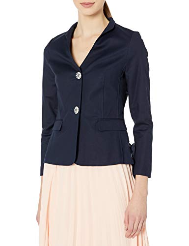 Nanette Nanette Lepore Women's Long Sleeve Jacket with Side Lace Up, Dark Navy, 12