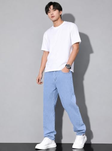 RAGZO Men's Relaxed Fit Mid Rise Blue Jeans Light Blue - Image 6