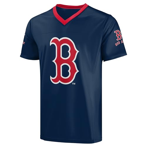 Image of FOCO MLB Men's Officially Licensed Primary Logo Wordmark Ballpark Team Color Baseball Performance V-Neck Top