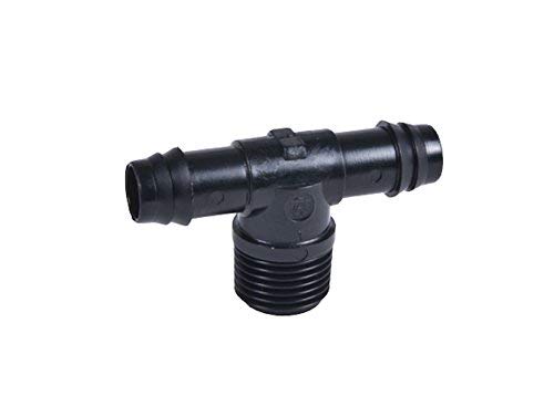 25 – 1/2 "tubería de goteo de Barb adaptador tee con rosca (MNPT (1/2" T x 16 mm .520 ID Insertar conector)