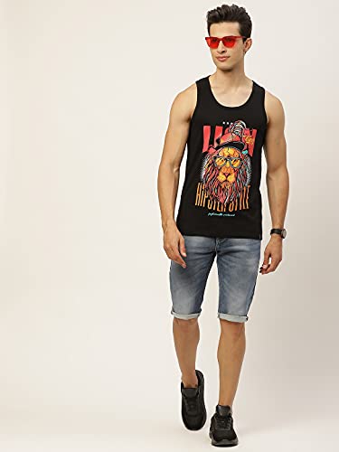Image of Veirdo Pure Cotton Sleeveless Regular Fit Front Print Placement Scoop Neck Vest for Men & Boys