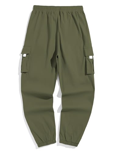 Image of ZAFUL Men's Streetwear Cargo Pants with Flap Pockets & Drawstring Elastic Waist - Casual & Techwear Joggers