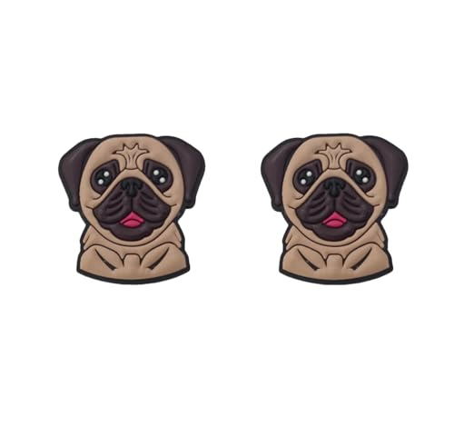 Dog Croc Charms - Pug Shoe Charm Set of 2 - Compatible with Croc Clogs & Wristbands