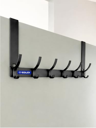 Image of BOXJOY 12 Hook Over The Door Hanger | Wall Hanging Metal Hook Cloth Hangers