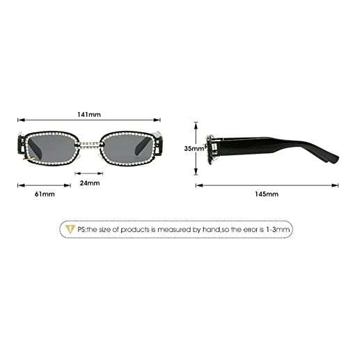 laureles Fashion Diamond Square Sunglasses Men Women Small Frame Rhinestone Punk Goggle Glasses3