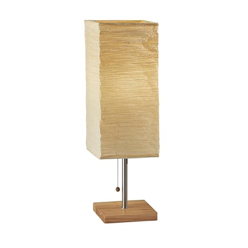 Adesso 8021-12 Dune Table Lamp, 25 in., 100 W Incandescent/ 26W CFL, Natural Rubber Wood/Steel Accents, 1 Table Lamp , White