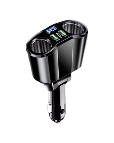 LAYYSD Cargador Coche 1 Cargador Coche USB Dual 3.1 A Y 12-24V con 2 Puertos Y Pantalla LCD Encendedor Cigarrillos con Toma FM Y Bluetooth Cargador Rápido Adaptable Cargador Movil Coche