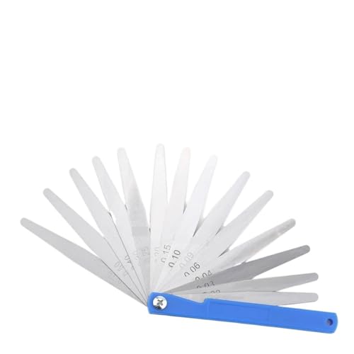 Juego de calibradores de espesores métricos Flozari, para medición de holguras y espesores, acero aleado de resorte, modelos 150A17 y 100B17 miniatura 3