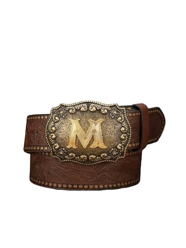 SHENHE Men's Western Cowboy Belt PU Leather Engraved Metal Buckle Embossed Belt for Jeans Pants