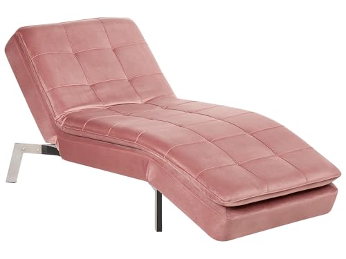 Moderne, verstellbare Chaiselongue in Rosa Bezug aus Samtstoff Récamiere Loiret
