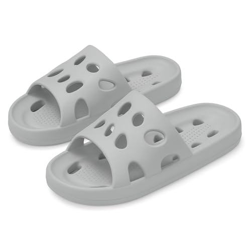 Shower Slippers for Women Men – Quick Drying Bathroom Slides with Drainage Holes, Anti-Slip Sole, Soft Lightweight House Sandals for Indoor Outdoor Use