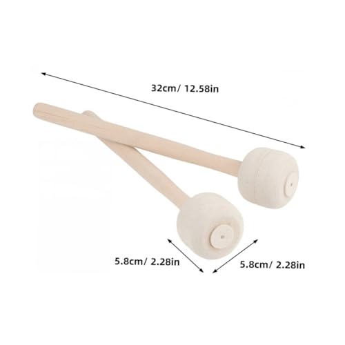 2 piezas de baquetas de madera con cabezas de fieltro para batería y percusión, palos de percusión para tocar cómodamente para bateristas y prácticas musicales miniatura 2