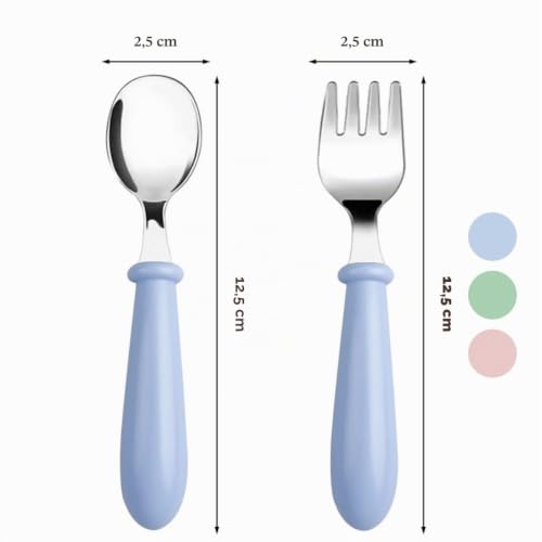 Miniatura 4 de 6 Piezas Tenedor Bebe, Witbicg Cubiertos Bebe, Cubiertos Infantiles Acero Inoxidable, Talheres Bebe Ayuda A Alimentar Al Bebé, Aumentar El Apetito, Entrenamiento Alimentacion Tenedor