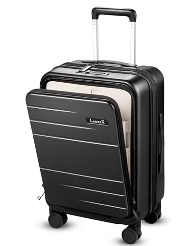 LUGGEX Carry On Luggage 22x14x9 Airline Approved, FLO5 Expandable Polycarbonate
