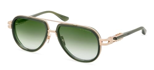 Dita VASTIK DT DTS441 A-03 White Gold/Crystal Black Moss Metal Aviator Sunglasses Green Gradient Lens