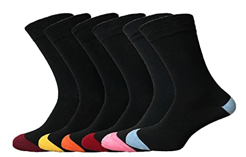 MP Hosiery ZombaFlo® 6 Pairs Diabetic Socks for Men NON Elastic Soft Grip Comfortable Tops cotton Rich Colorful Heel and Toe UK Size 6-11