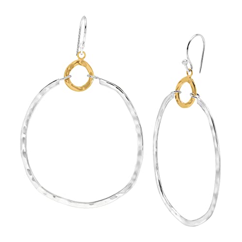 Silpada .925 Sterling Silver & Brass Hoop Earrings For Women, Jewelry Gift Idea, French Wire Back-Findings, Dynamic Duo' #TOP3
