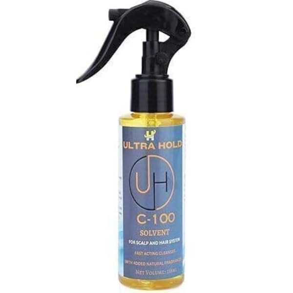 C100 Hair Patch Remover Solvent Spray 118ml | Citrus-Based Patch Glue Remover | Fast-Acting Wig Adhesive & Hair Patch Tape Remover Spray | Wig Residue Cleaner for Men & Women