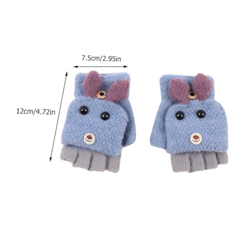 2pairs Cartoon Dog Knitted Gloves for Boy Girl of Warm Half Finger Gloves Fun and Comfortable Design for Activities Easy to Wear Random Color2