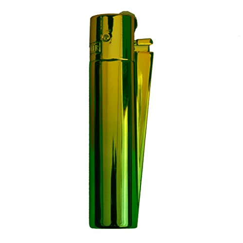 Clipper gelb-grünes metallic Gas-Feuerzeug ( Gradient Green ICY ) mit SOFORTGRAVUR +VORSCHAU: Gravur inklusive (Gasfeuerzeug, nachfüllbar) Cover