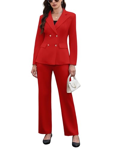 Pant Suits for Women Dressy Business Casual Outfits Long Sleeve Blazer  Jacket Wide Leg Pant Sets Work Office Suits - Product Details