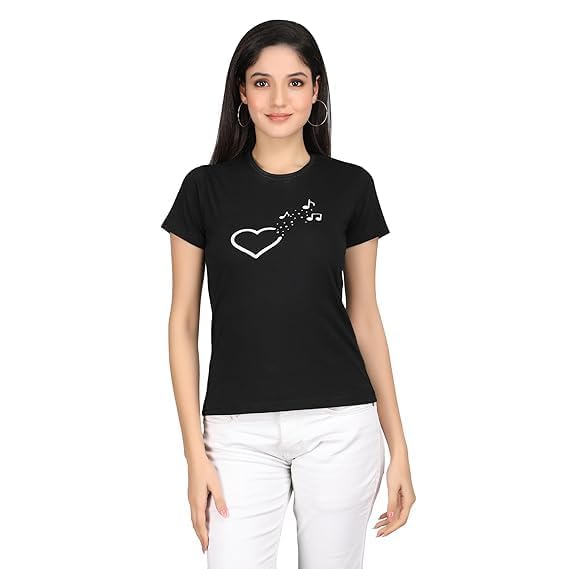 Image of Women Cotton Printed T-Shirt Combo Pack of 2 | Regular Fit Half Sleeve Round Neck Graphic Tees for Girls & Ladies | Women's Western Tops | Cute Trendy Print Summer Fashion T-Shirts
