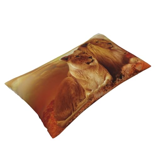 Housses de coussin effet lin lion et lionne : créez un cocon chaleureux chez vous