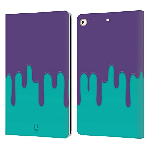 Étui portefeuille en cuir iPad 9.7 Aqua Pourpre Head Case Designs