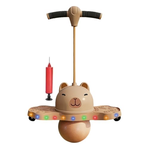 Balle rebondissante LED pour enfants et adultes avec guidon d'équilibre ergonomique