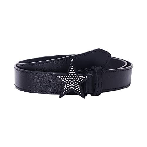 Star Buckle Belt, Rhinestone Retro Alloy Y2k Waist Strap, PU Leather Adjustable Waistband Women Waist Belt