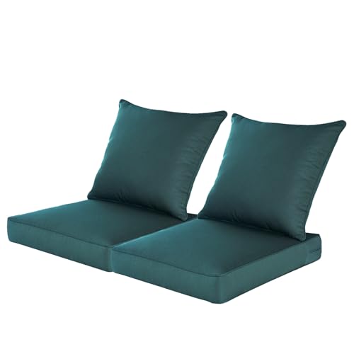 Image of QILLOWAY Outdoor Deep Seating Cushion Set for Patio Chair Furniture 24 x 24（Mallard /Forest Green）,2pieces