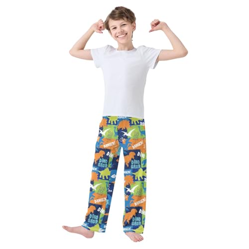 Bright Dinosaurs Silhouette Boys Pants for Kids Jogger Pants with Pockets S-XL2