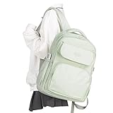 WEPOET Aesthetic College Backpacks For Women Men,Waterproof High School Back pack,Kawaii Backpack For Teens Girls Boys,Student Latop Travel Backpack(Mint Green)