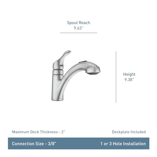 Moen CA87316W One-Handle Low Arc Pullout Kitchen Faucet, Glacier by Moen - Image 6
