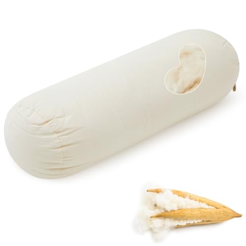Leinuosen Organic Kapok Neck Roll Pillow 14' X 5' Tube Roll Bolster Soft and Supportive Pillow for...