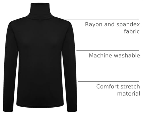 Image of Loxdonz Girls Long Sleeve Turtleneck Tee Shirt Kids Casual High Neck Tops T-Shirts | Youth Size 3-14