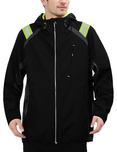 Image of Mens Lightweight Jacket Soft Shell Windbreakers Water-resistant Hiking Safety Outerwear