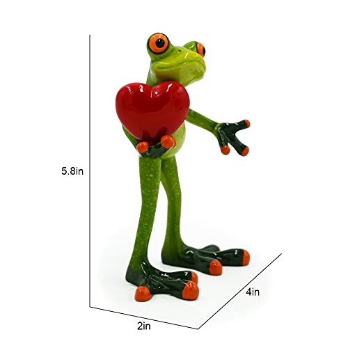 Juliahestia Frog Figurine Home Decor Gift For Women Mom Girl Collectible Statue Office Desk Table Shelf Funny Holding Red Heart Small Valentines Day Decorations Room Decor Ornament thumb #5