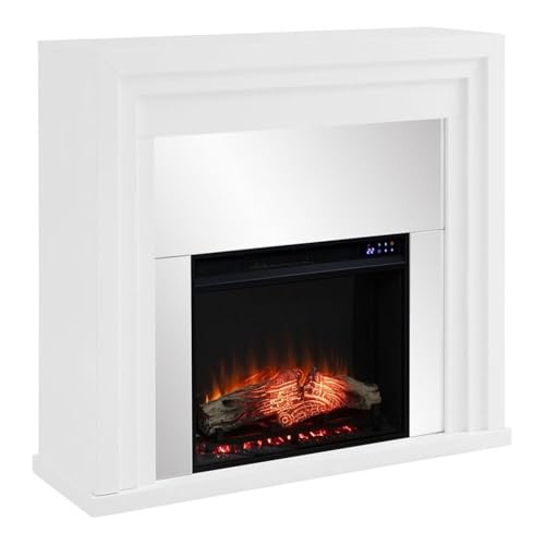 Southern Enterprises 44' White and Black Mirrored Electric Fireplace