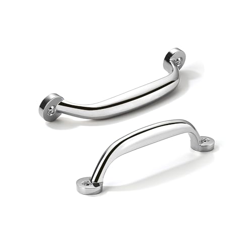 CABDM 2 Pack 4 inch Hole Center Polished Chrome Cabinet Pulls - Heavy Duty Solid Drawer Hardware Handles Kitchen Vanity Bathroom Handles