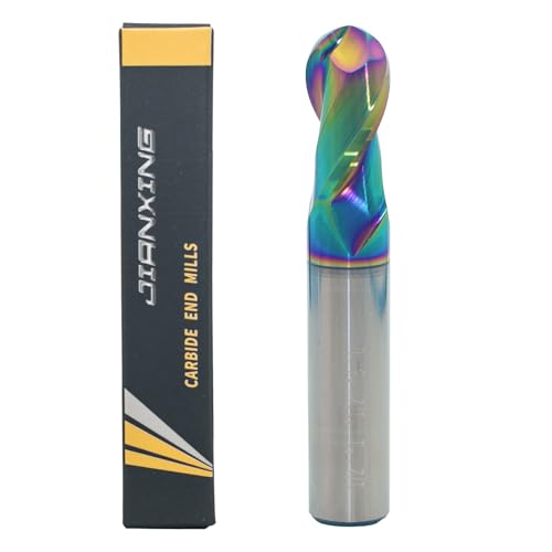 1/2" DLC Coated 2-Flute Carbide Ball Nose End Mill, 1Pc