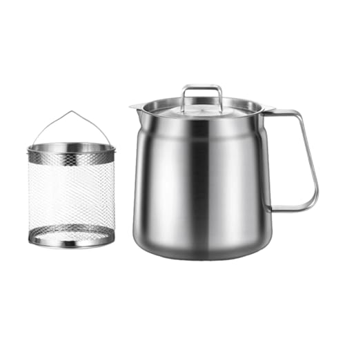 DimyFew Olla coladora de Acero Inoxidable para freidora, Recipiente Antiadherente para Aceite, Recipiente para Aros de Cebolla, Patatas Fritas, Camping, 2 L