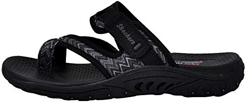 Image of Skechers Women's Reggae-Zig Swag Flip-Flop Sandals, Black /Charcoal, 7 M US