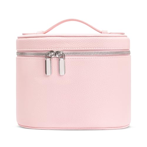 Cosmetic Case, Leather Makeup Bag, Portable Handheld Makeup Case, Detachable Compartments