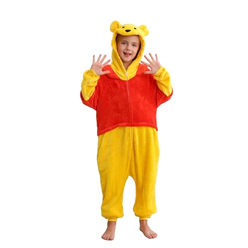 WILDROOMS Unisex Children Animal Onesie Pajamas Kids Flannel Halloween Costume Christmas Pajamas For Girls and Boys 4-13Y Yellow