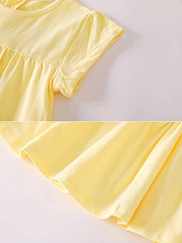 Image of Youwon Girls Dress Short Sleeve Solid Color Tunic A-Line Tiered Swing Dress 2-6 7-16