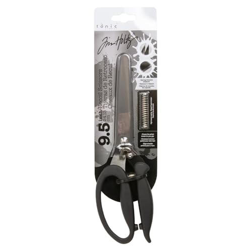 Tonic Studios Tim Holtz Ciseaux à Ressort - 24 cm Recoil Scissors - Double Biseau - Tout Usage pour Papier, Tissu & Plus - avec Protection des Lames -...