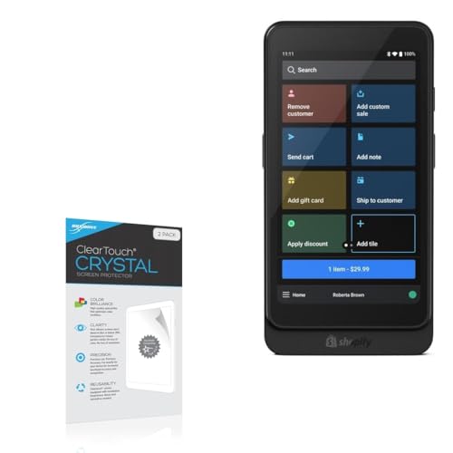BoxWave Screen Protector Compatible with Shopify POS Go - ClearTouch Crystal (2-Pack), HD Film Skin - Shields from Scratches
