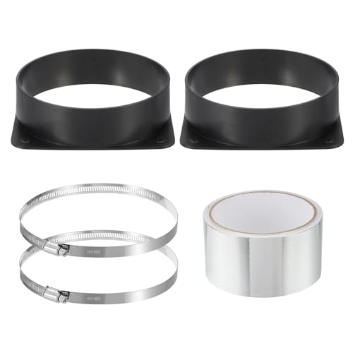 Plaque murale ventilation carrée ronde étanche avec collier et ruban adhésif noir - 2